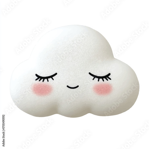 Adorable cloud night light with closed eyes and rosy cheeks for a nursery