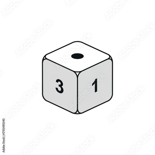 Single Die Showing Numbers One and Three.