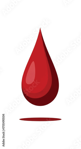 Single Red Blood Drop Illustration.