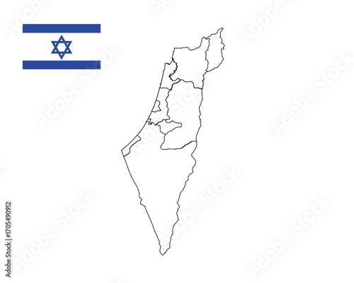 Israel map with flag administrative divisions