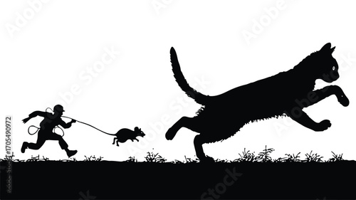 Playful Cat Silhouette Vector Illustration for Creative Designs