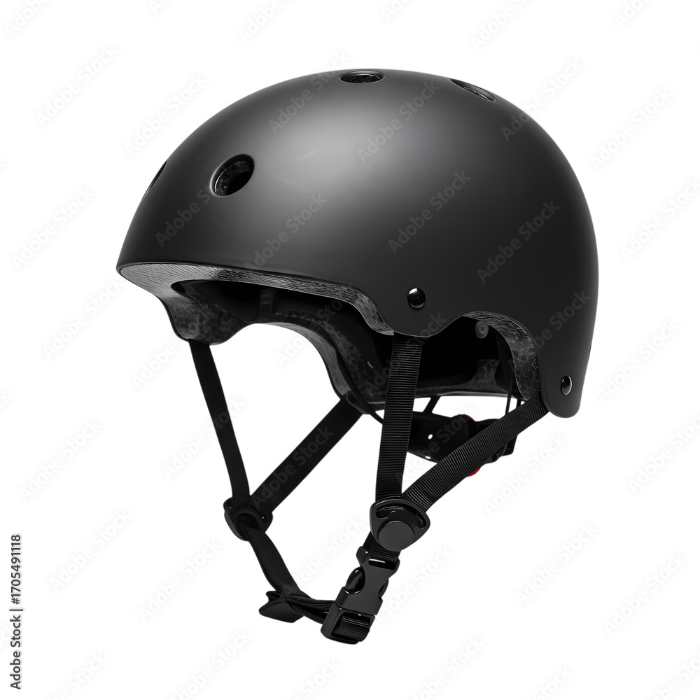 Fototapeta premium Matte Black Bike Helmet Safety Gear for Cycling Skateboarding on transparent background