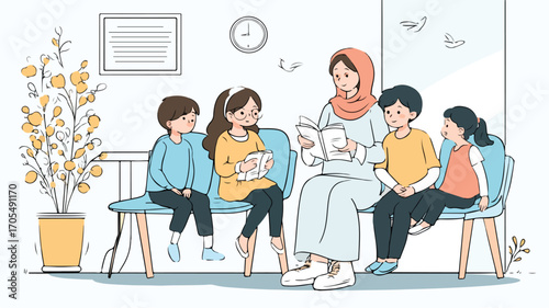 Children Reading in Waiting Room - Educational and Fun Activity for Kids