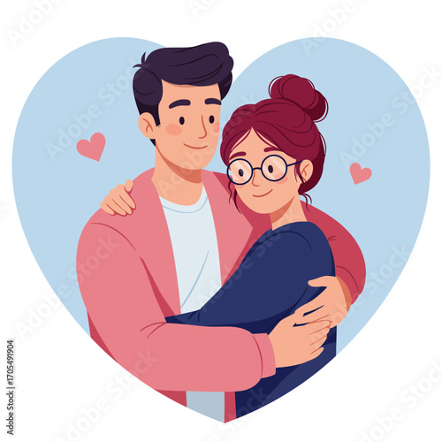 A loving couple shares a romantic kiss, a heartwarming illustration design vector