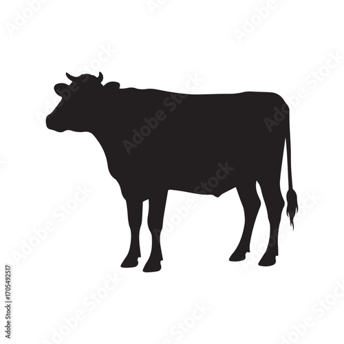 cow black fill silhouette vector on white background.