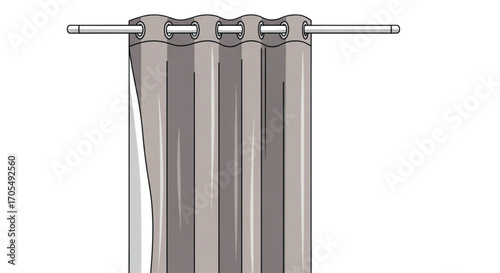 Striped Curtain Hanging on a Curtain Rod.