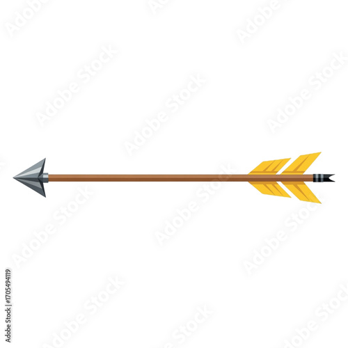 Traditional Hunting Arrow with Metal Tip and Feather Fletching.