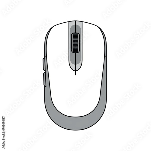 Computer Mouse Top View Illustration.