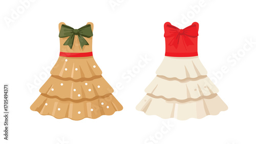 Festive Christmas Dress Vector on White Background for Holiday Designs