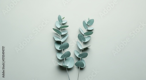 Delicate Eucalyptus Branches Minimalist Image.