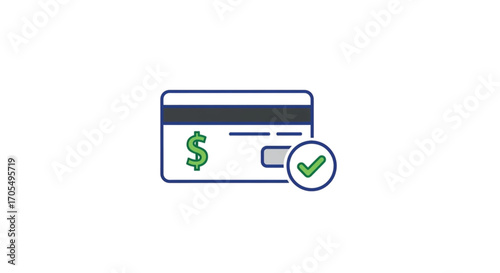 Credit Card Payment Approved with Dollar Sign and Check Mark.