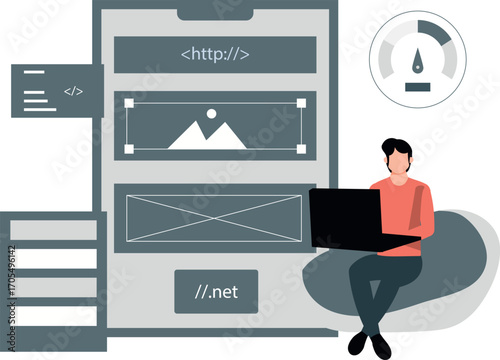 A boy is creating professional website.