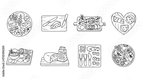 Collection of eight distinct oval and rectangular artistic silhouette designs silhouette