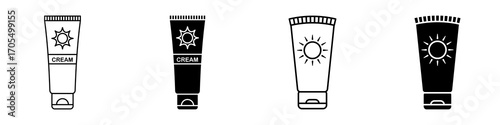 Sun cream icon vectors for apps and web.