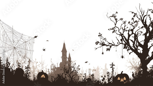 Halloween Vector Background with Outline, Festive Theme for Graphic Design Projects