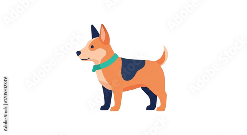 Cute cartoon dog standing on a white background.