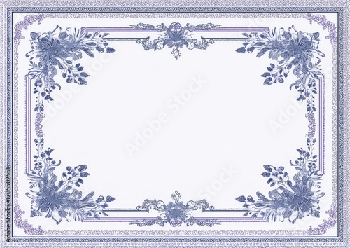 Ornate, floral frame on white background
