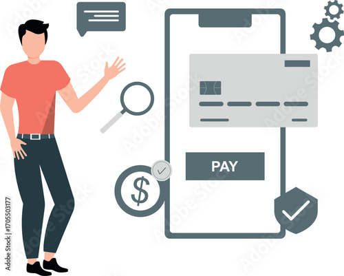 The boy carry out trials on pay cards.