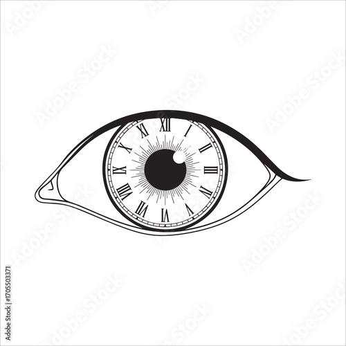 Vector art of clockwork eye, a symbol of time and perception