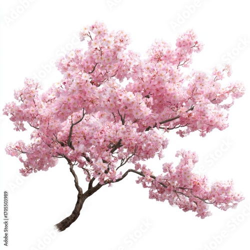 Wallpaper Mural A vibrant pink cherry blossom tree against a white background.  Torontodigital.ca