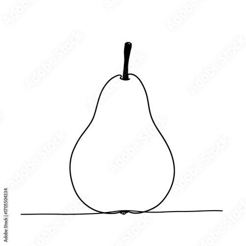 Simple Line Drawing of a Pear Fruit Illustration
