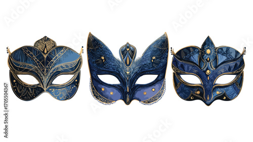Elegant Masquerade Mask Illustration Set for Carnival Celebration