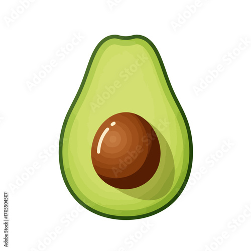 Perfectly Ripe Avocado Half Vector Illustration
