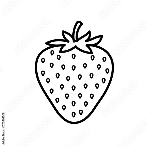 Line Art Strawberry Icon Simple Fresh and Clean Vector Illustration