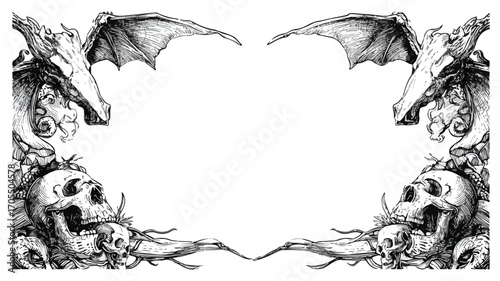 Set of Scary Frame Vector Illustration for Halloween Designs