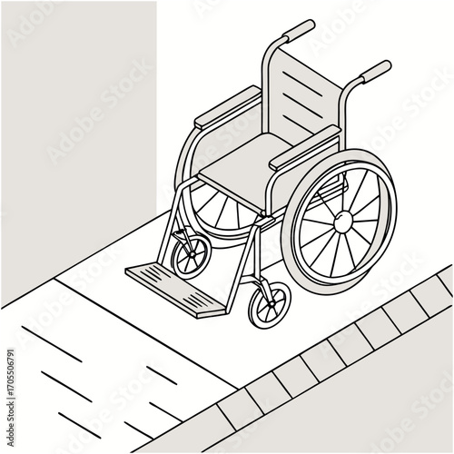 Wheelchair in empty room in nursing home or hospital
