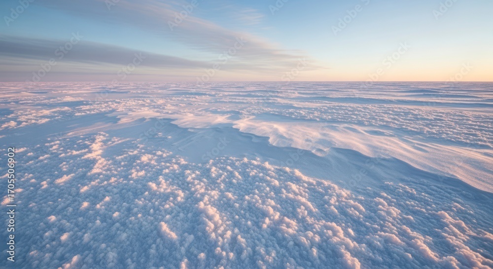 Fototapeta premium Snowscape Under Blue Sky at Dawn