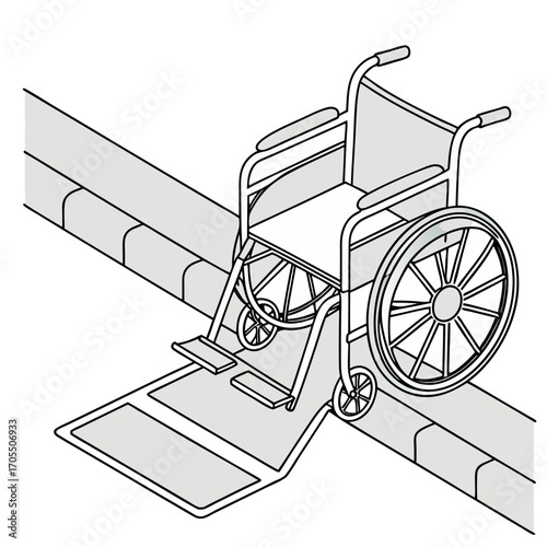 Wheelchair in empty room in nursing home or hospital
