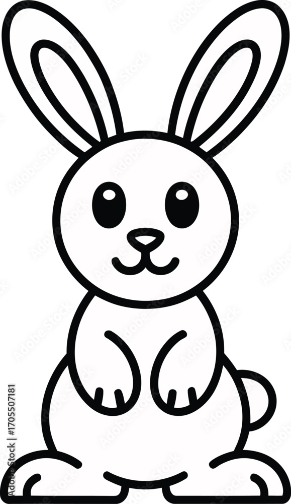 Fototapeta premium Adorable cartoon rabbit with big ears isolated on white background, ideal for childrens illustrations and easter themed designs, simple and sweet