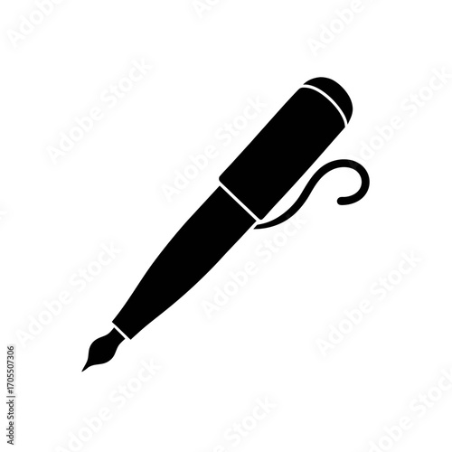 Illustration of a classic fountain pen tool on transparent background