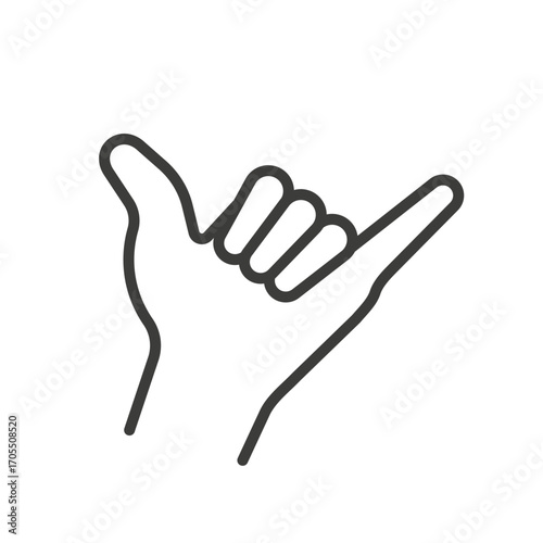 hang loose gesture icon, aloha, gesture and finger, shaka hand, linear vector illustration eps10