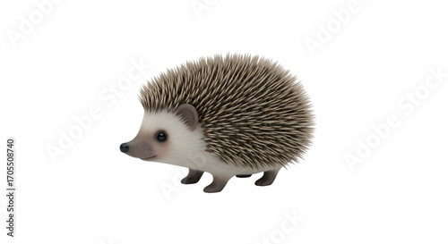 Cute Hedgehog Isolated on White Background.