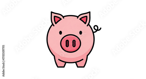 Cute Pink Piggy Bank Illustration 1.