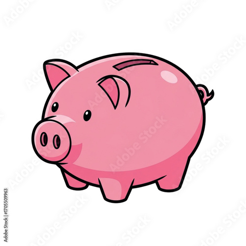 Cute Pink Piggy Bank Illustration.