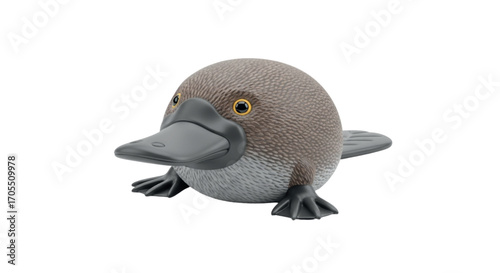 Cute Platypus Toy on White Background.