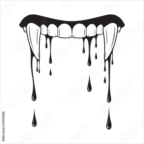 Vector art of vampire teeth dripping blood