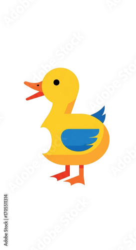 Cute Yellow Duckling Cartoon Illustration.
