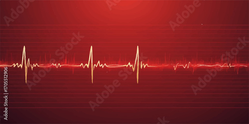 Medical graph showing an EKG heartbeat on a hospital monitor, a green line illustrating a healthy pulse wave