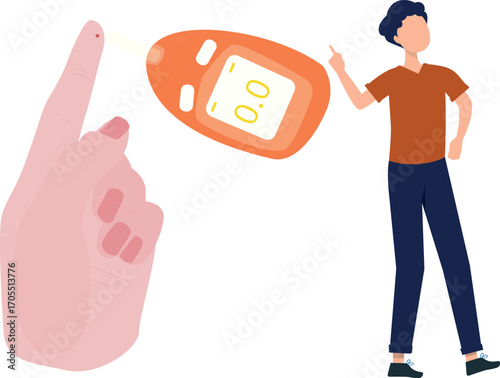 Boy taking blood to test sugar level