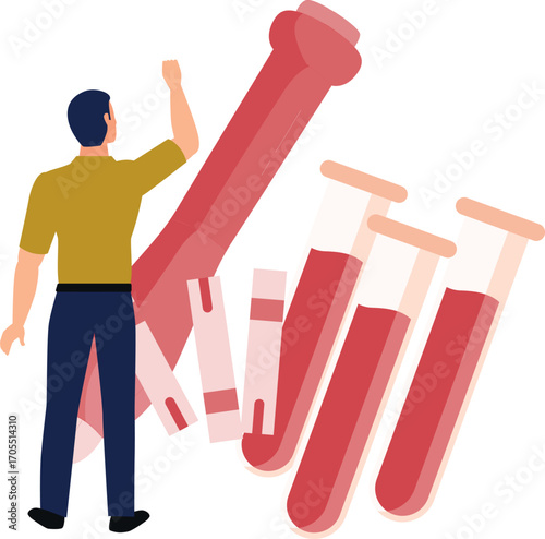 Boy with different blood samples