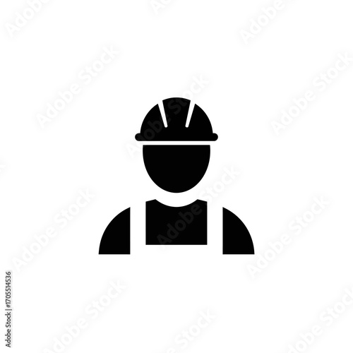 Professional Construction Worker Icon Symbolizing Industrial Labor, Safety Protocols, and Essential Service Concept
