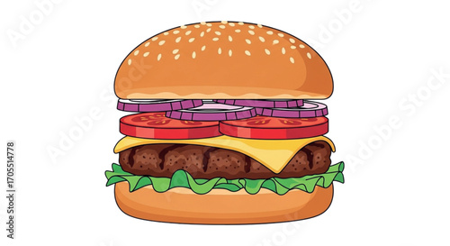 Delicious Hamburger with Fresh Ingredients.