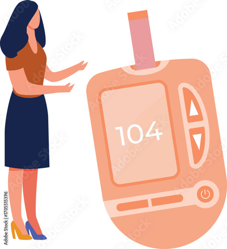 Girl showing the glucometer