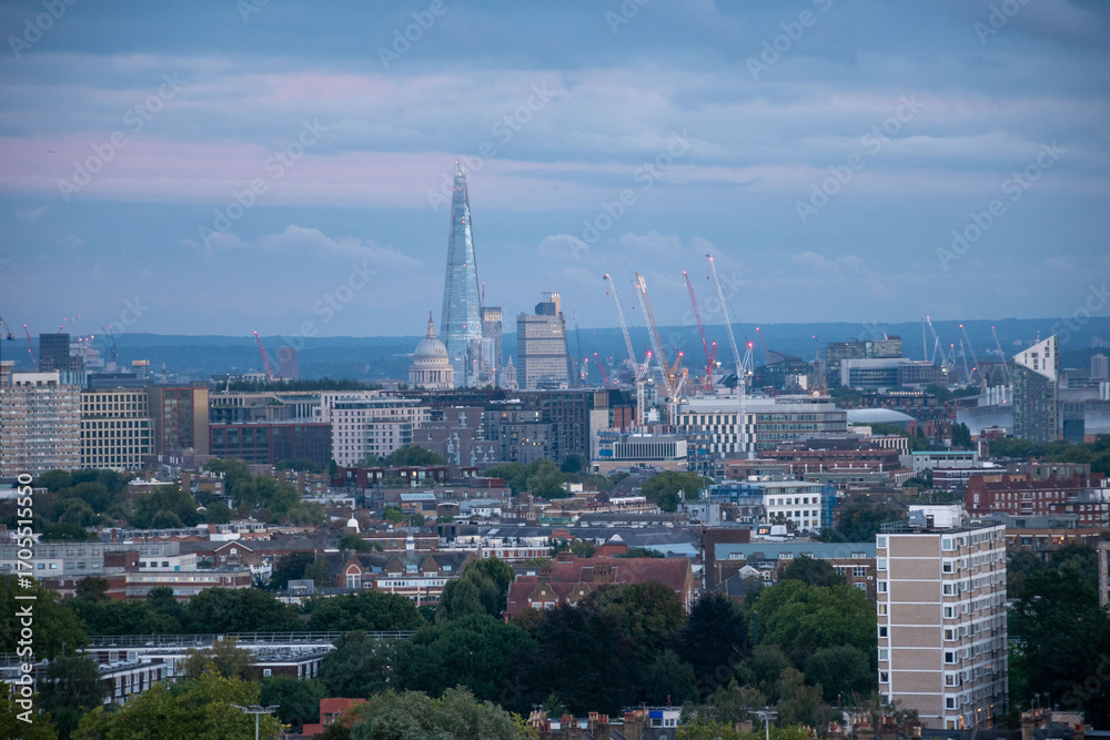Obraz premium Panoramic view of London's cityscape from Parliament Hill.