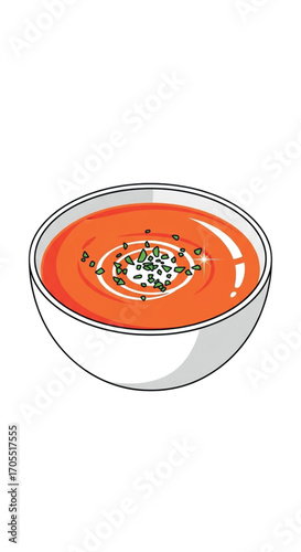 Delicious Tomato Soup with Cream and Herbs.