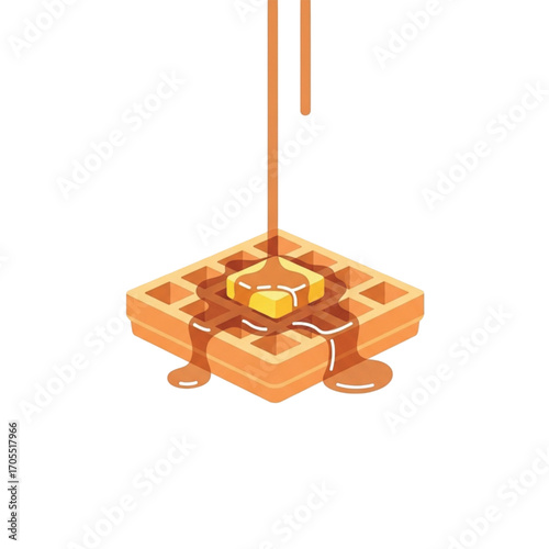Delicious Waffle with Butter and Syrup.